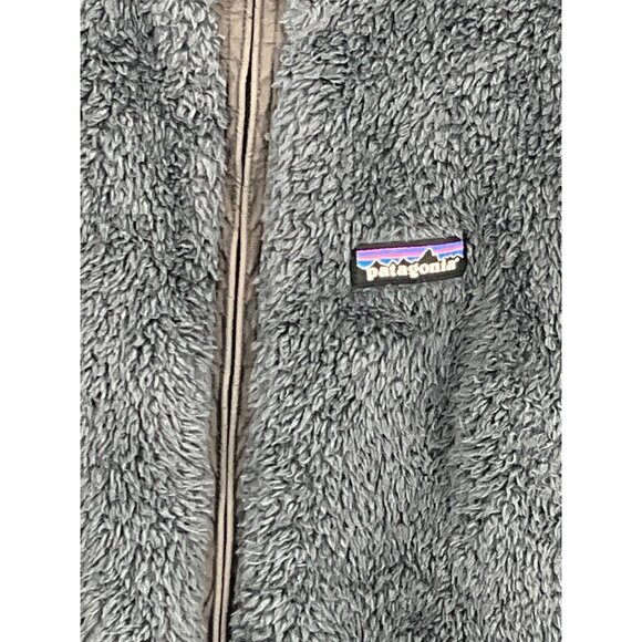 Patagonia Women's Medium Fleece Vest Dark Blue/Gray Sherpa Zip-Up High Collar - Picture 3 of 5